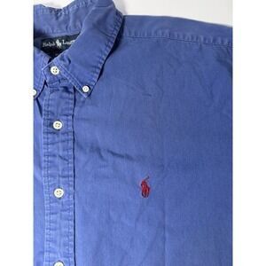 Ralph Lauren Blake Men's XXL Button-Down Shirt Blue Short‎ Sleeve Pony Logo